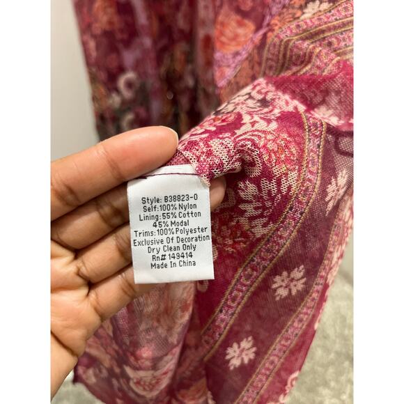 Johnny Was Cardinal Mesh Long Sleeve Embroidered Dress Sz M - Picture 8 of 13